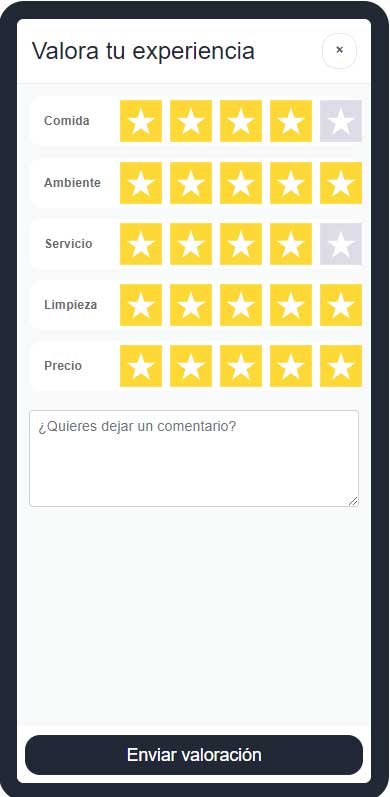 menuQRcool - menu QR con fidelización de clientes y comentarios